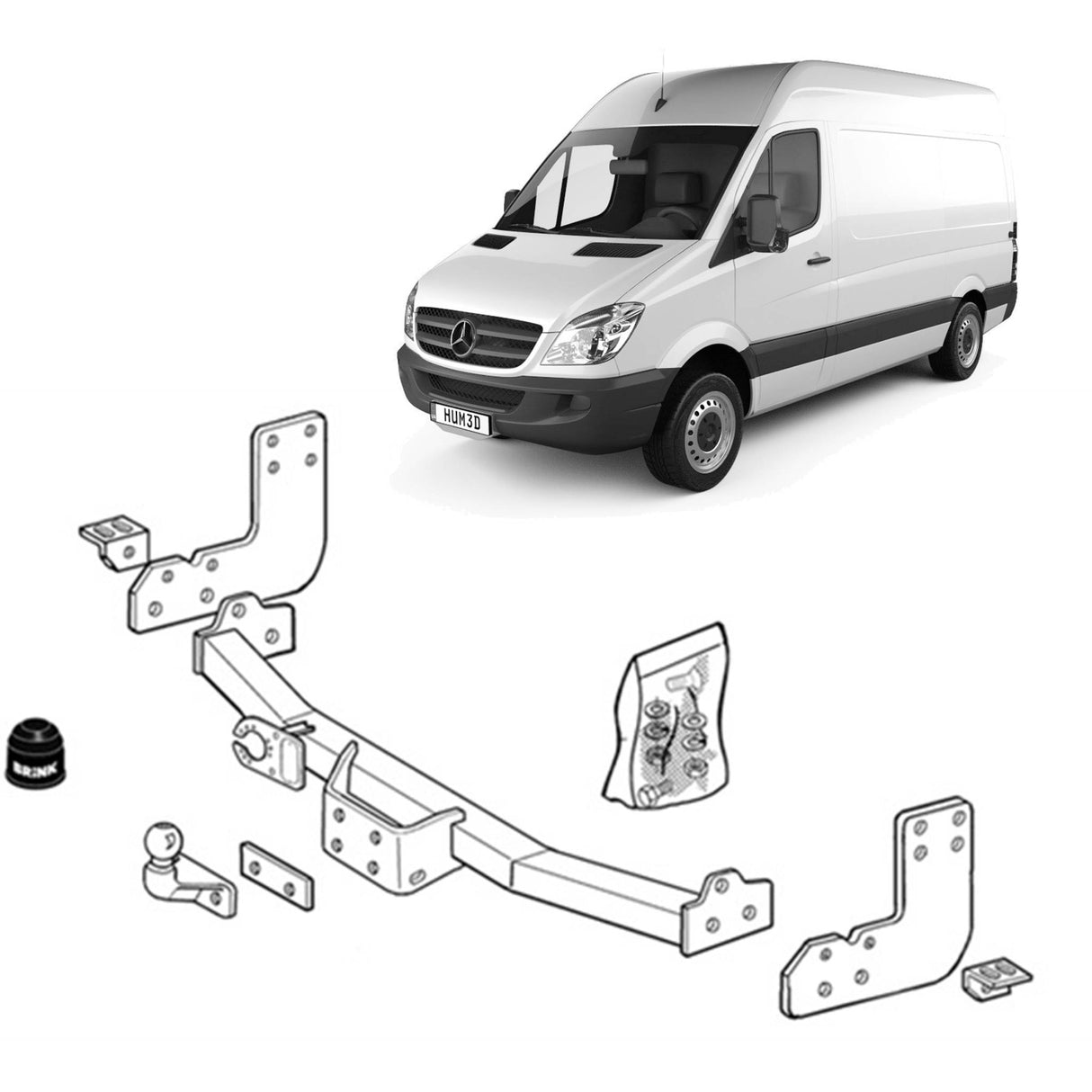 Brink Towbar for Volkswagen LT 28-35 (05/1999 - 07/2006), MERCEDES-BENZ Sprinter (02/1996 - 06/2018), Volkswagen LT35 - LT50 (05/1999 - 07/2006), MERCEDES-BENZ SPRINTER 3-t (05/1997 - 05/2006), MERCEDES-BENZ SPRINTER 2-t (04/2000 - 05/2006),...