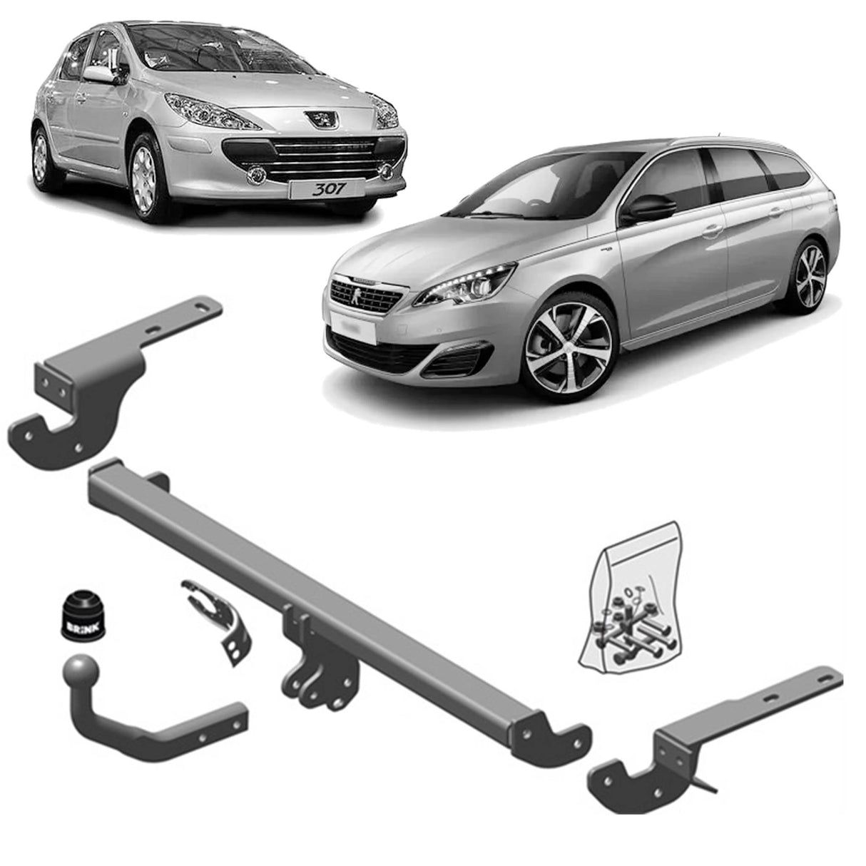 Brink Towbar for Peugeot 307 (08/2000 - 08/2007), Citroen C4 (11/2004 - 07/2011), Peugeot 308 (09/2007 - 02/2011), Citroen C4 (11/2004 - 07/2011)