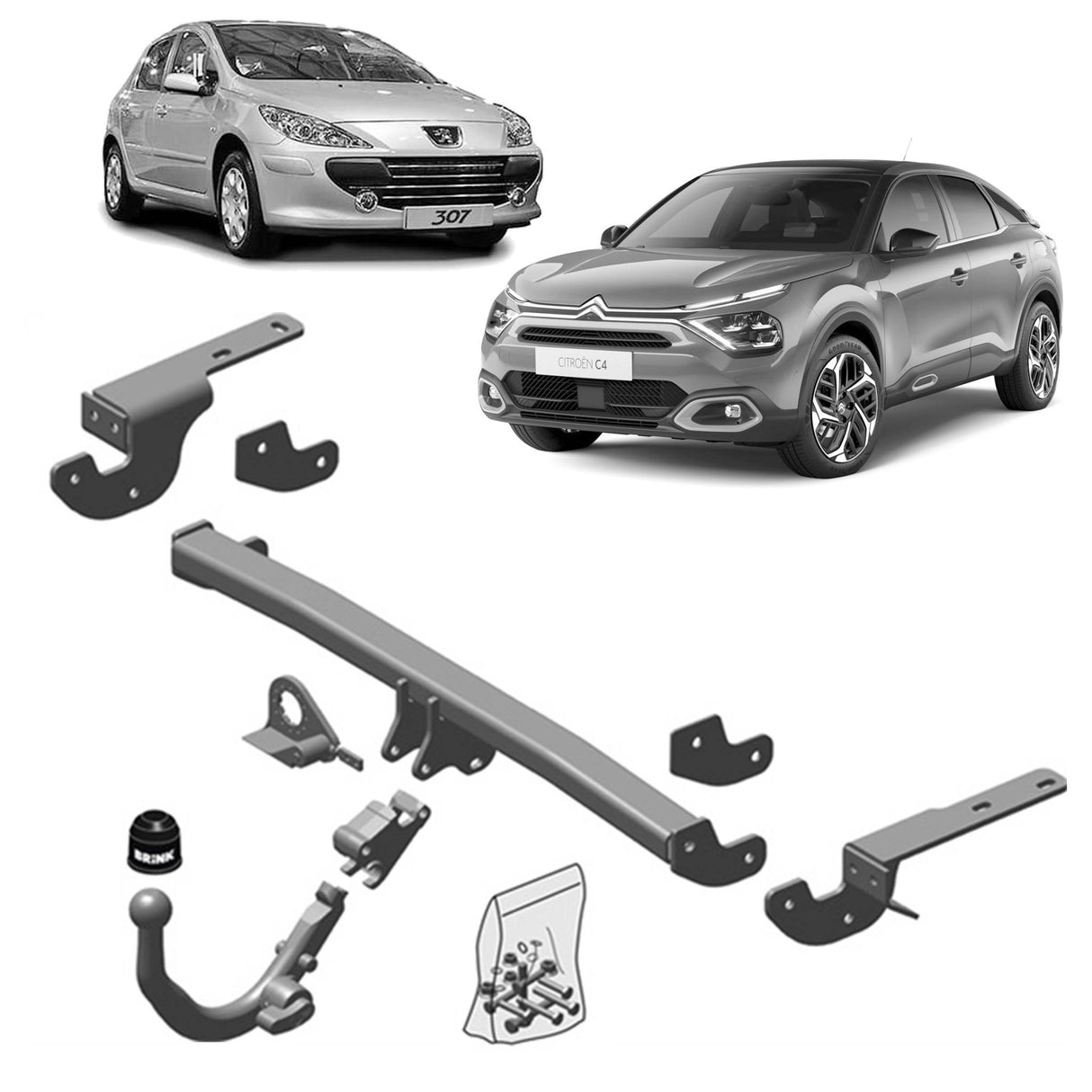 Brink Towbar for Peugeot 308 (09/2007 - 08/2013), Citroen DS4 (04/2011 - 07/2015), Citroen C4 (11/2009 - 09/2020), Peugeot 307 (08/2000 - 08/2007), DS Ds 4 / Ds 4 Crossback (07/2015 - 12/2018), Citroen C4 (11/2004 - 07/2011), Citroen C4 (11/2004 -...