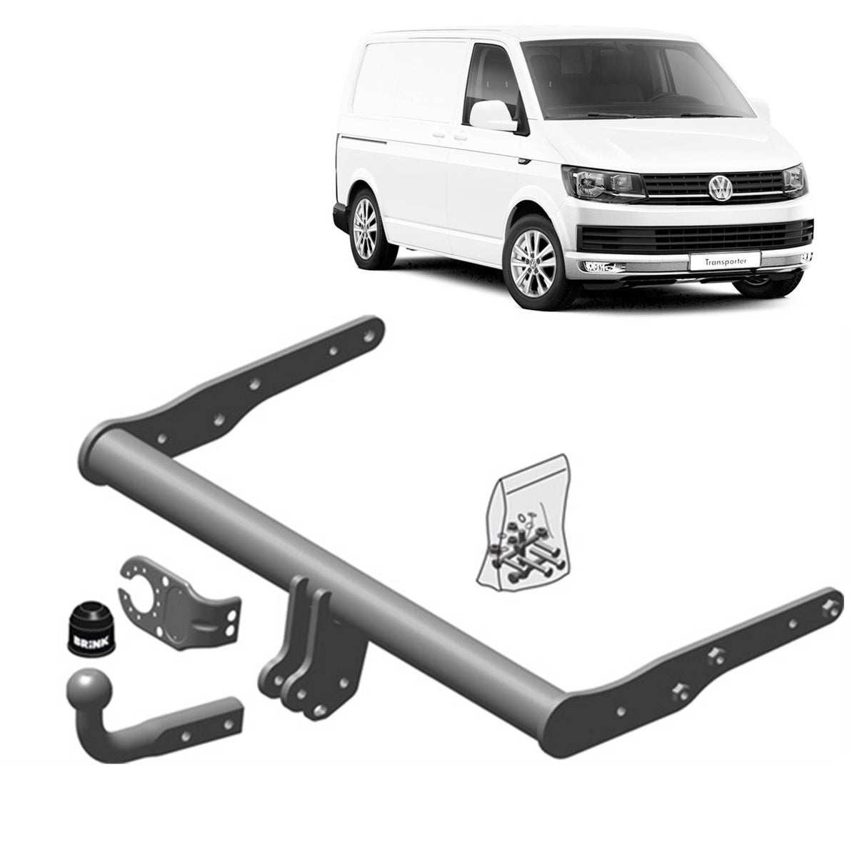 Brink Towbar for Volkswagen Multivan (11/2003 - on), Volkswagen Transporter (04/2003 - 08/2015), Volkswagen Transporter / Caravelle (04/2003 - 08/2015), Volkswagen Multivan (04/2015 - on), Volkswagen Transporter / Caravelle (04/2015 - 09/2019),...