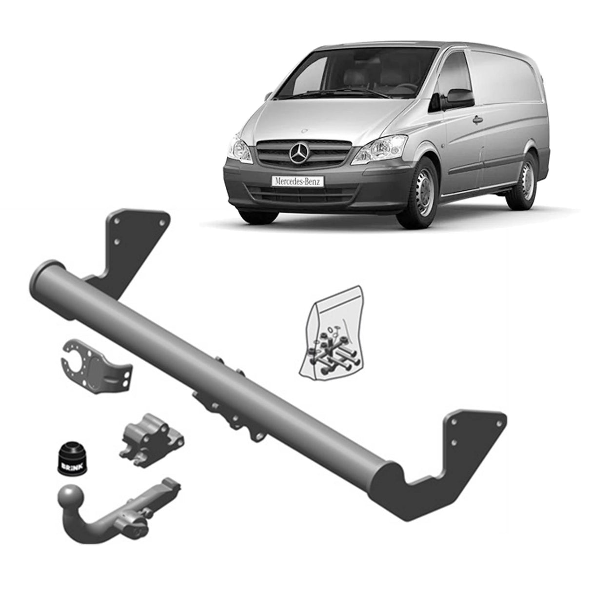 Brink Towbar European for MERCEDES-BENZ Vito (01/2005 - 09/2014), Valente (01/2005 - 09/2014), MERCEDES-BENZ Vito / Mixto (01/2005 - 09/2014), Vito (01/2005 - 09/2014)