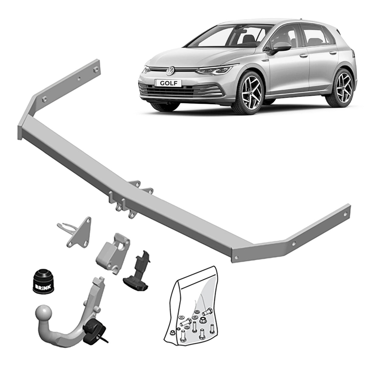 Brink Towbar for Audi A3 (07/2008 - 08/2012), Volkswagen Golf (10/2008 - on), Volkswagen Golf (02/2009 - 07/2010)