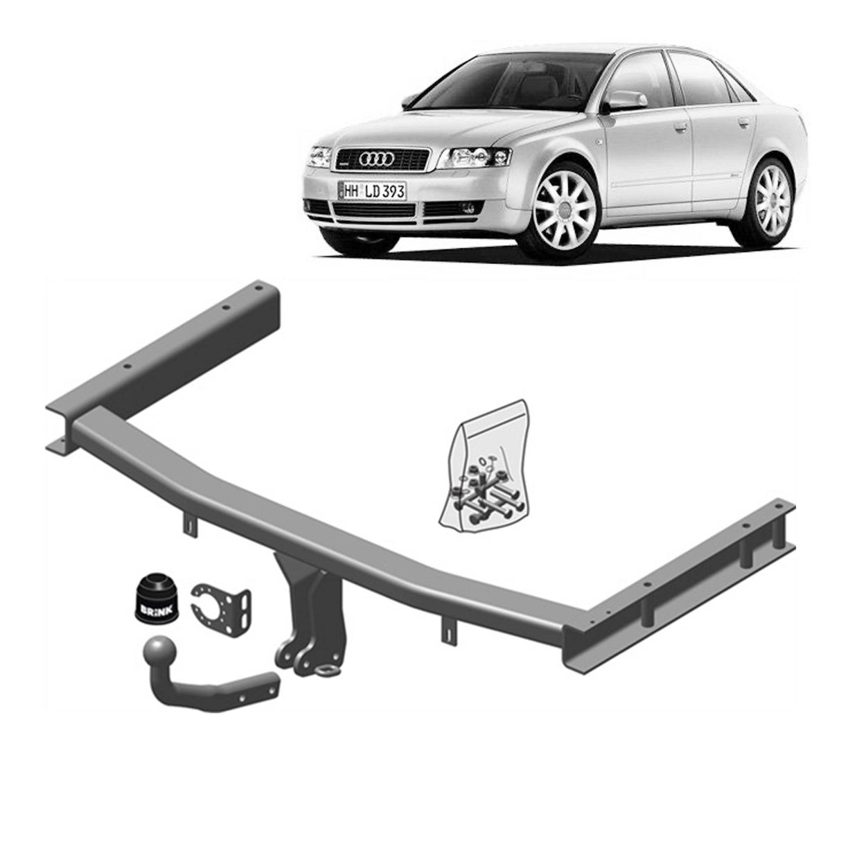 Brink Towbar for Audi A4 (11/2004 - 06/2008), Audi A4 (04/2002 - 03/2009), Audi A4 (11/2000 - 12/2004), Audi A4 (04/2001 - 12/2004), Audi A4 (11/2004 - 06/2008)