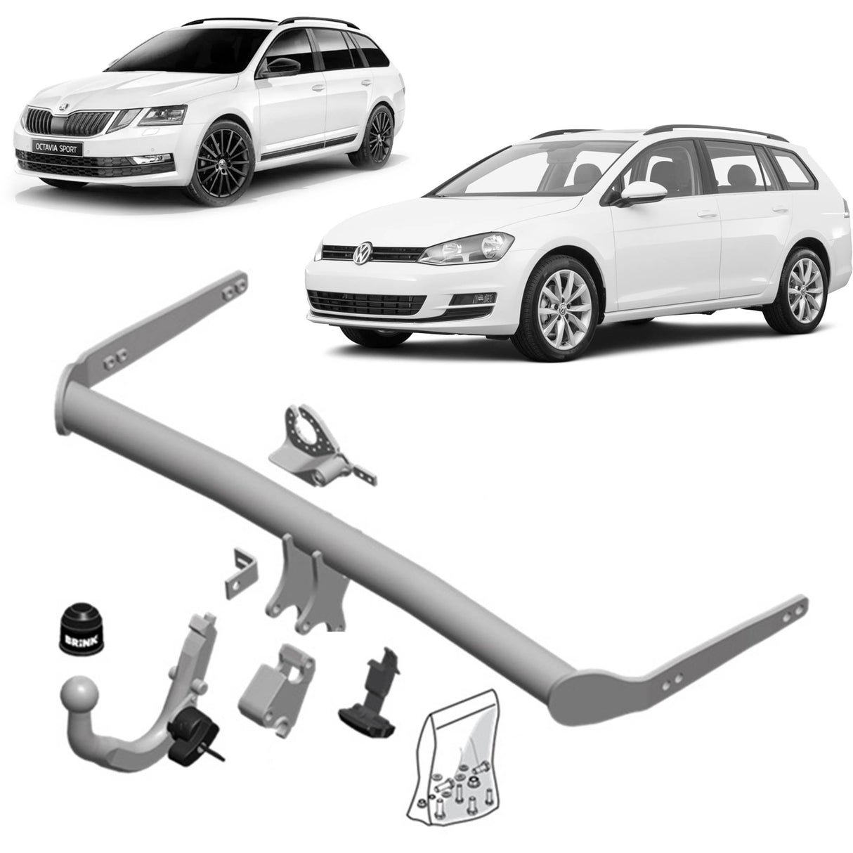 Brink Towbar for Volkswagen Golf (07/2009 - on), Volkswagen Golf Alltrack (12/2014 - 12/2020), Skoda Octavia (01/2021 - on), Skoda Octavia (06/2020 - on), Volkswagen Golf (04/2013 - 12/2020), Skoda Octavia (11/2012 - 03/2020), Skoda Octavia (11/2012 -...