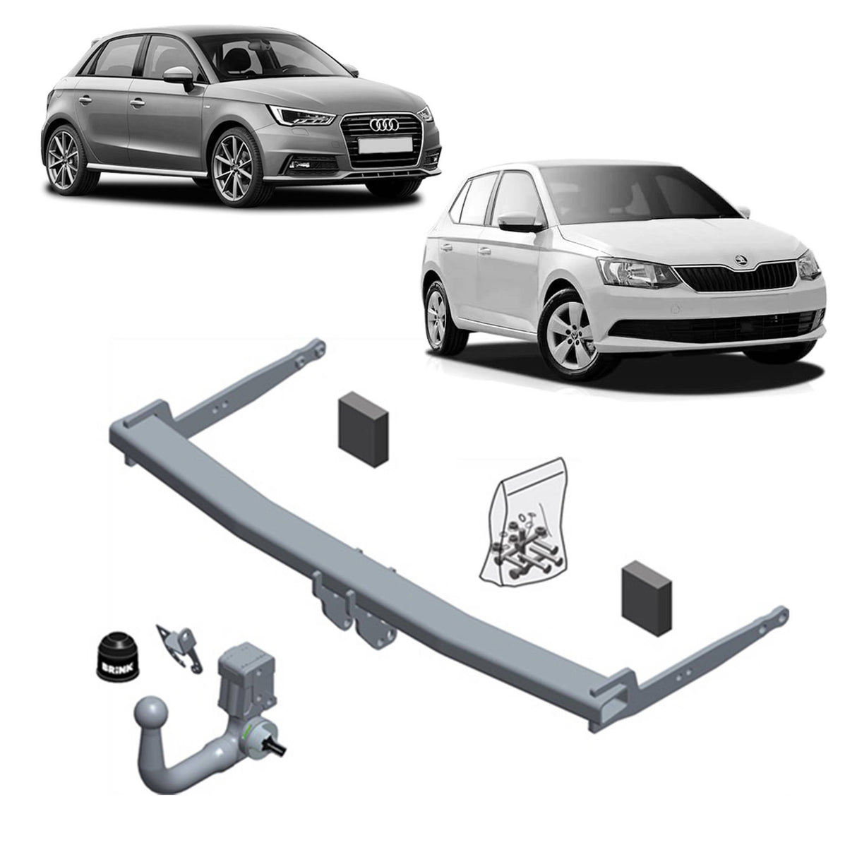 Brink Towbar for Audi A1 (05/2010 - 04/2015), Audi A1 (11/2011 - 10/2018), Skoda Fabia (03/2010 - 12/2014), Skoda Fabia (08/2014 - 08/2018), Skoda Fabia (08/2014 - 08/2018), Skoda Fabia (01/2007 - 12/2014)