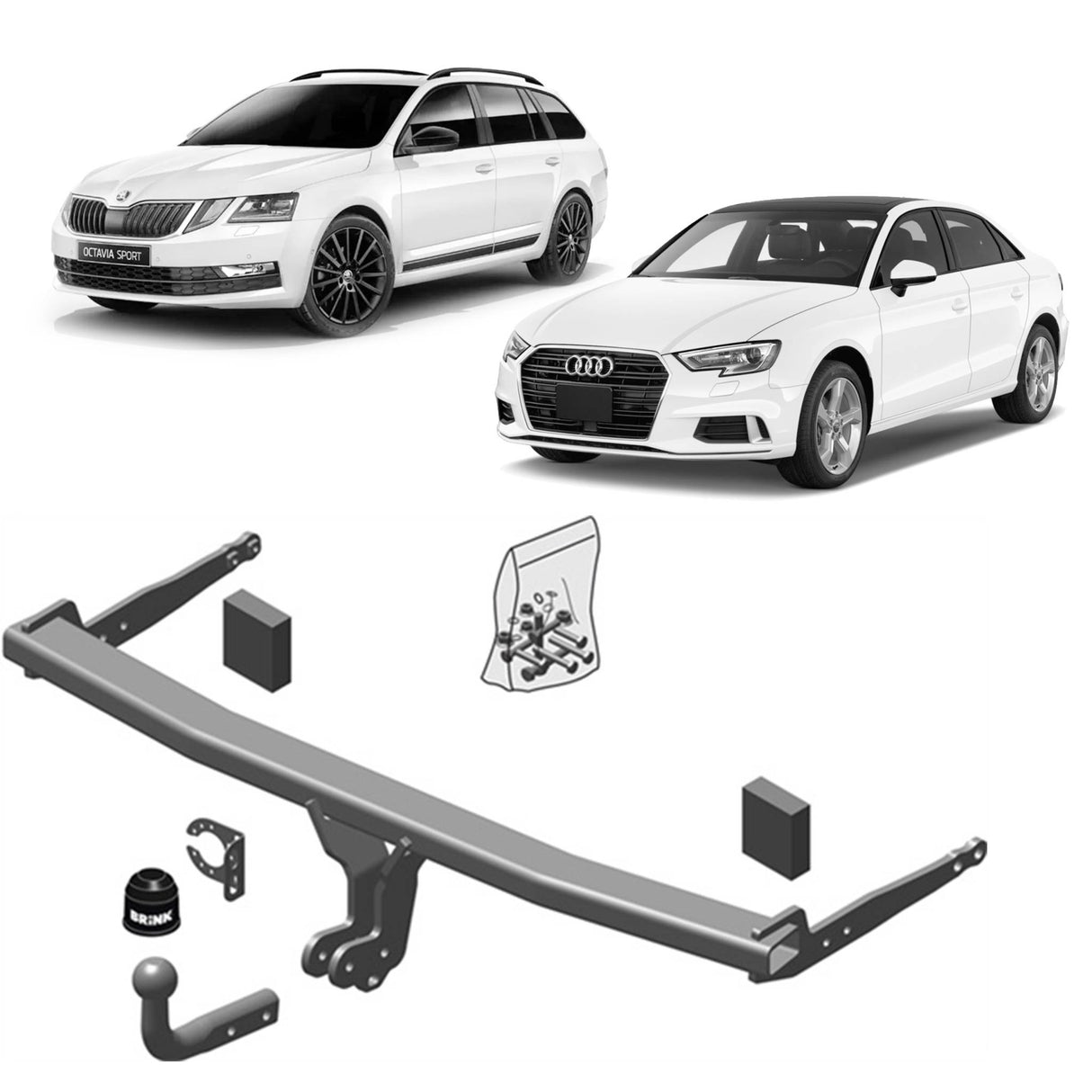 Brink Towbar for Volkswagen Golf (07/2009 - on), Audi RS3 (04/2017 - 02/2020), A3 (09/2012 - 02/2020), Audi A3 (05/2013 - 06/2016), RS3 (04/2017 - 06/2016), Audi A3 (04/2012 - 06/2016), Skoda Octavia (11/2012 - 12/2019), Skoda Octavia (11/2012 - 03/2020)