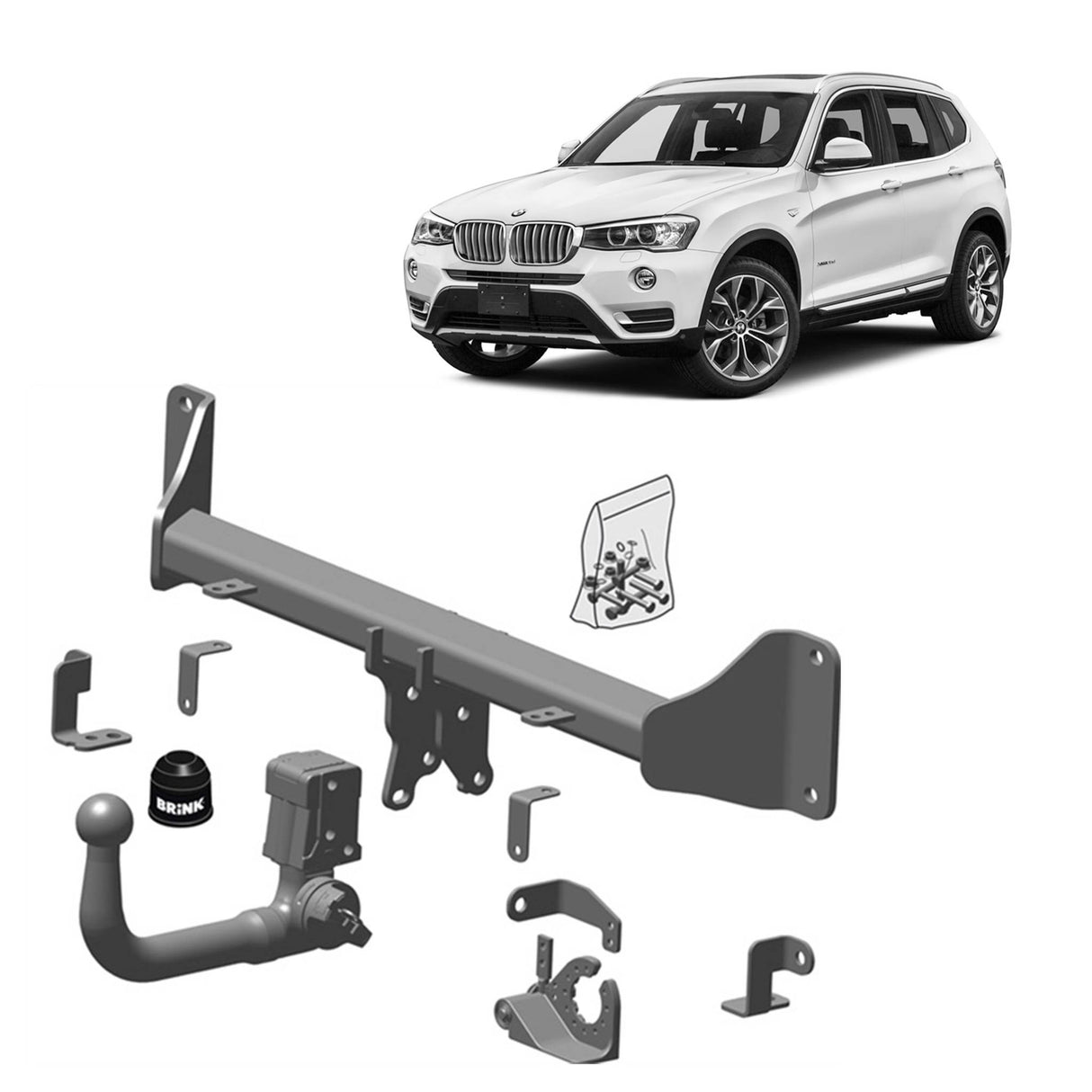 Brink Towbar & Direct Fit Wiring for BMW iX3 (09/2020 - on), BMW X3 (08/2017 - on), BMW X4 (04/2018 - on)