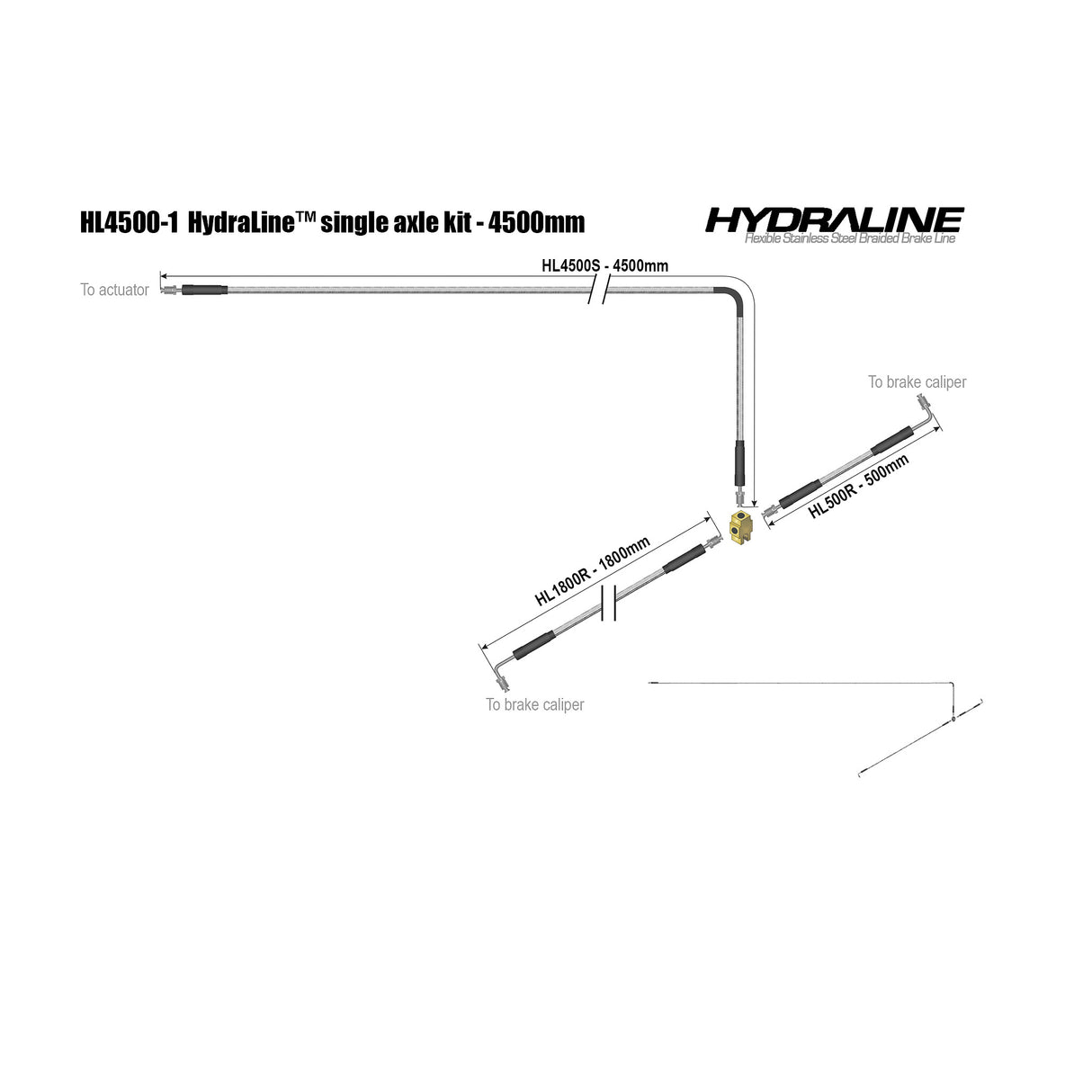 Hydraline Single Axle Brake Line Kit 4500mm