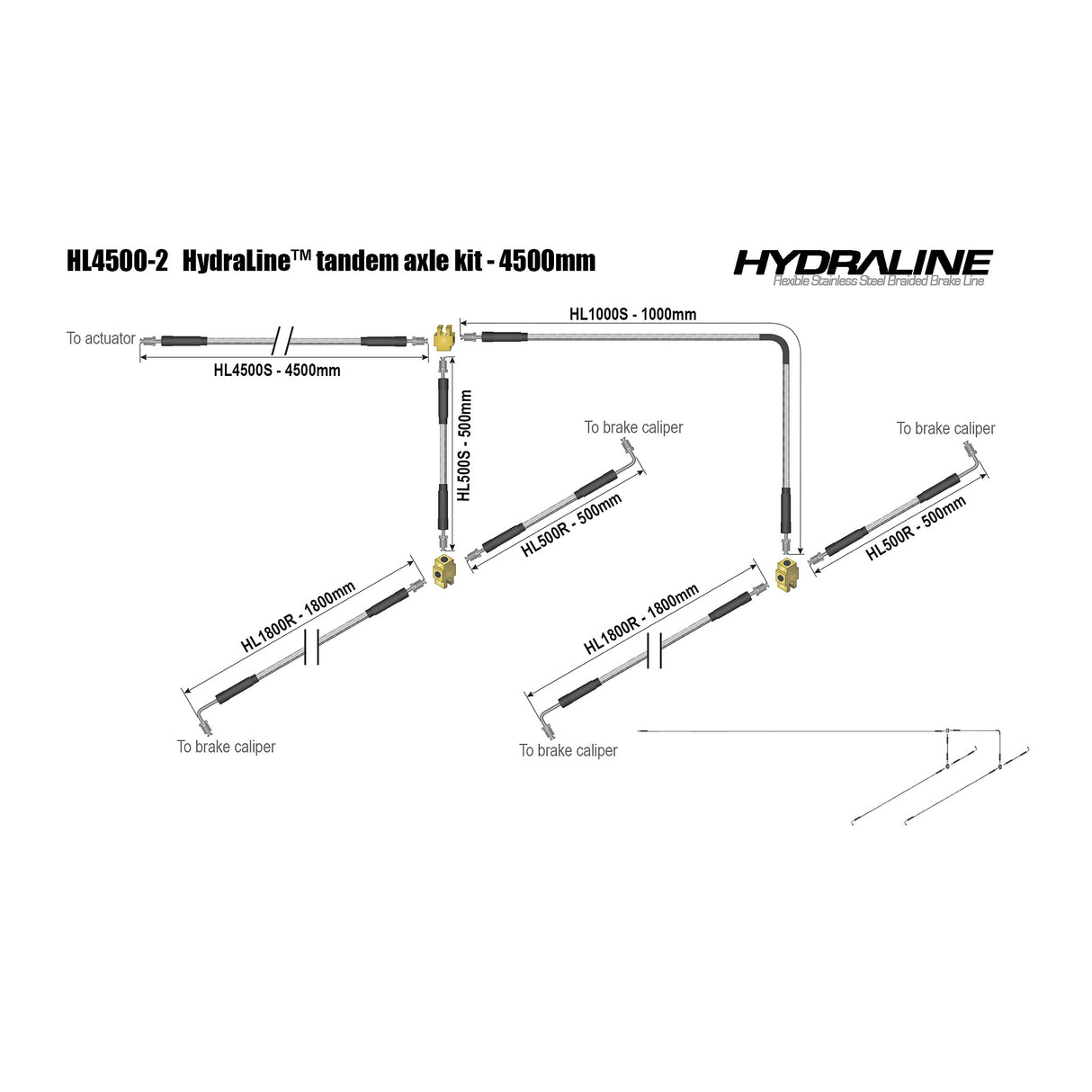Hydraline Dual Axle Brake Line Kit 4500mm