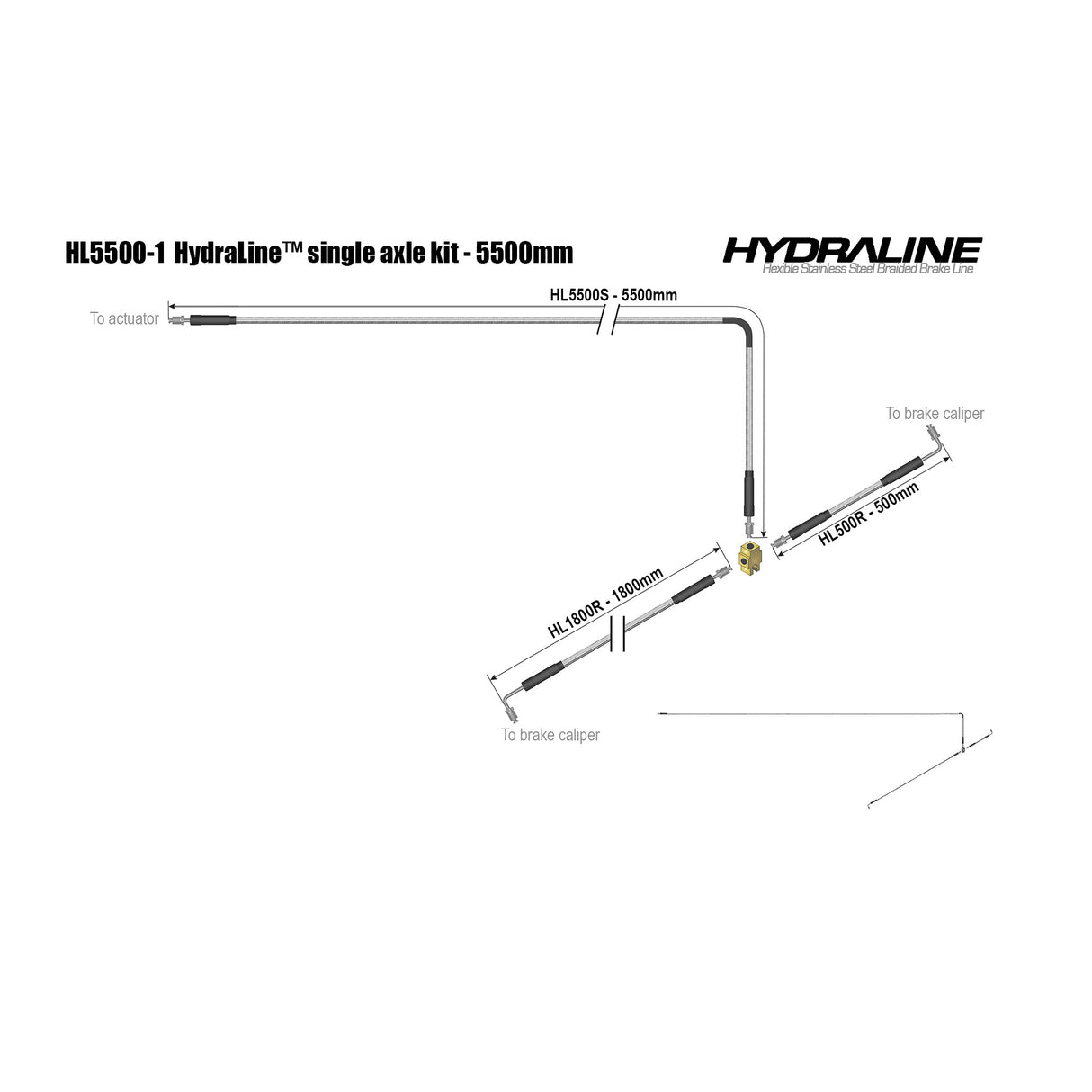 Hydraline Single Axle Brake Line Kit 5500mm