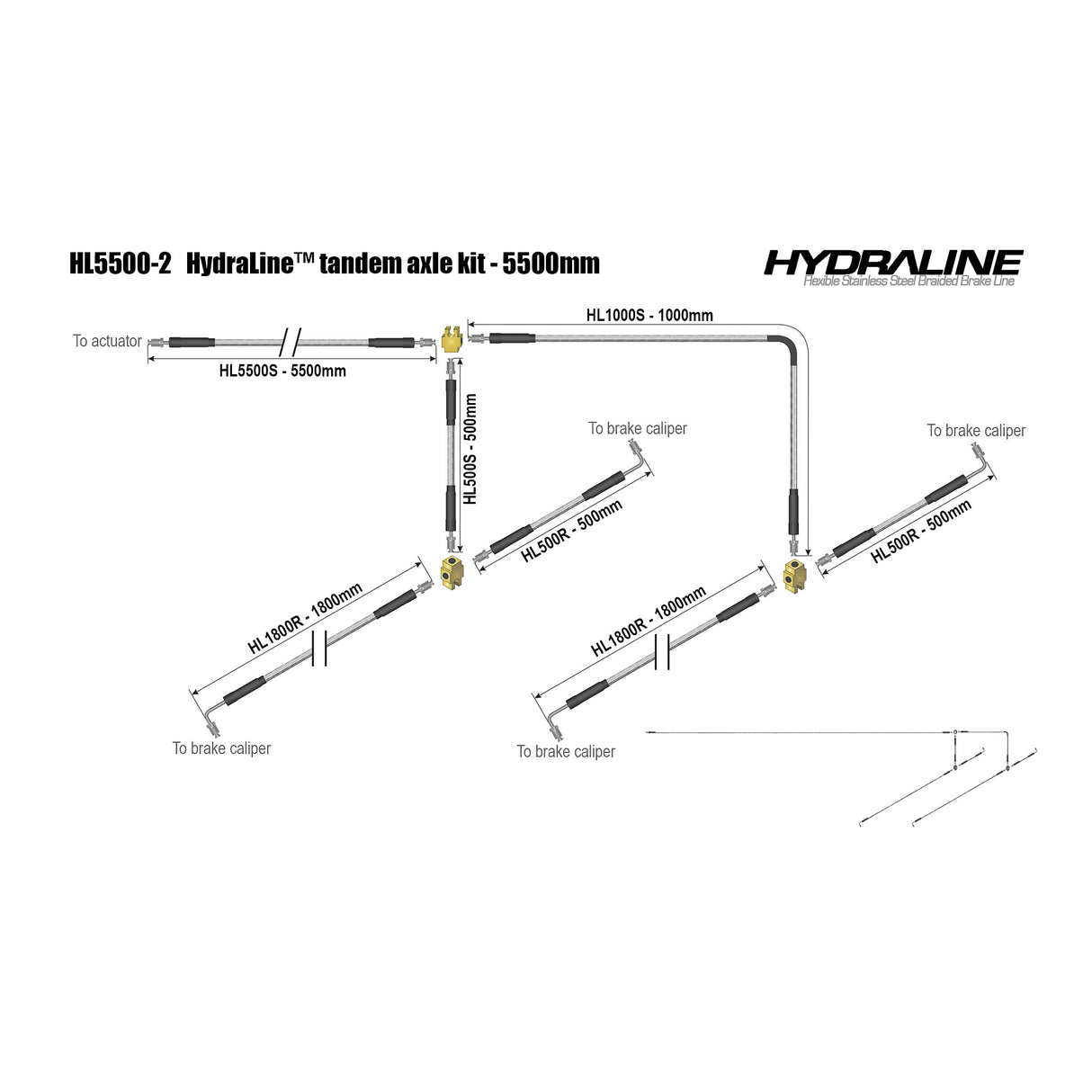 Hydraline Dual Axle Brake Line Kit 5500mm