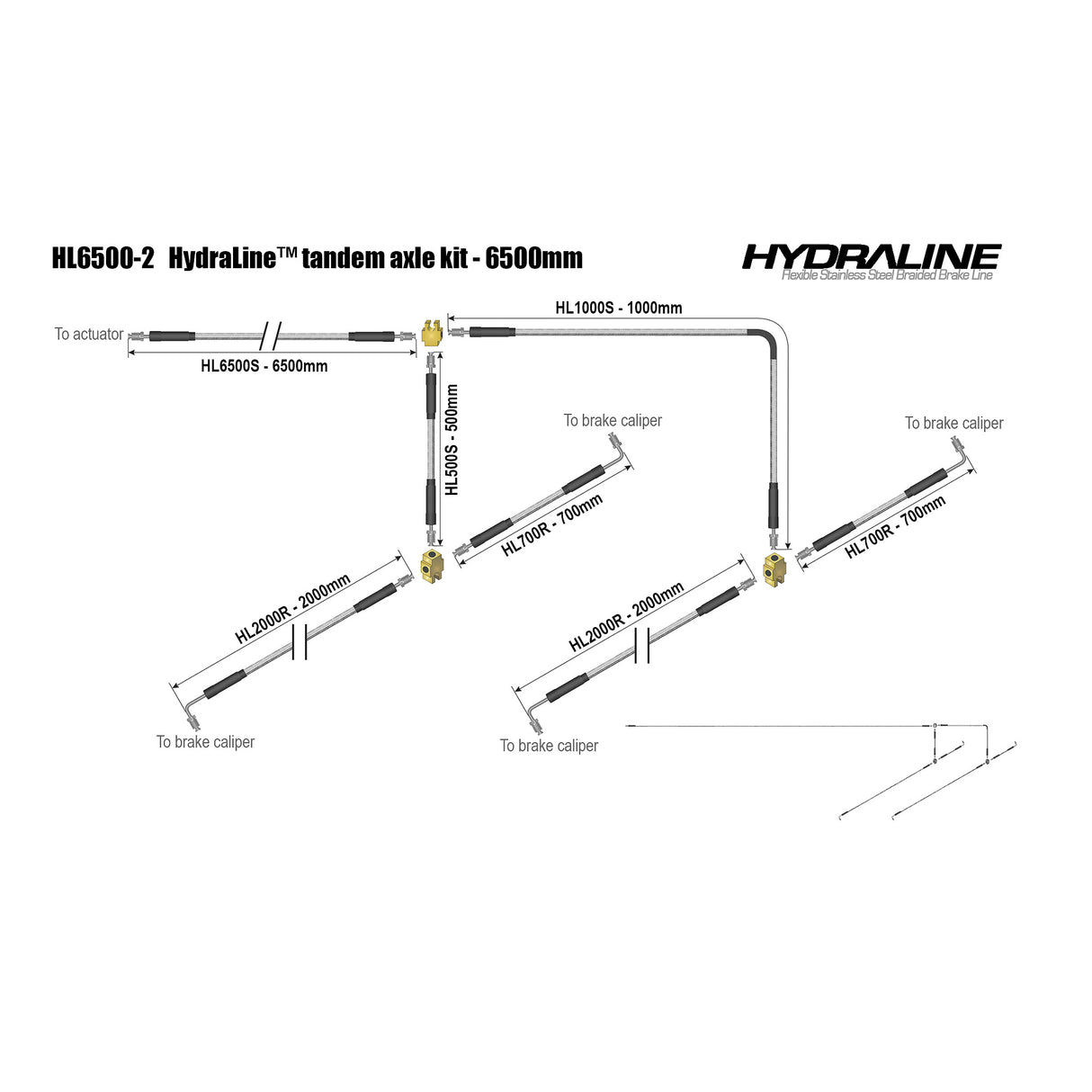 Hydraline Dual Axle Brake Line Kit 6500mm