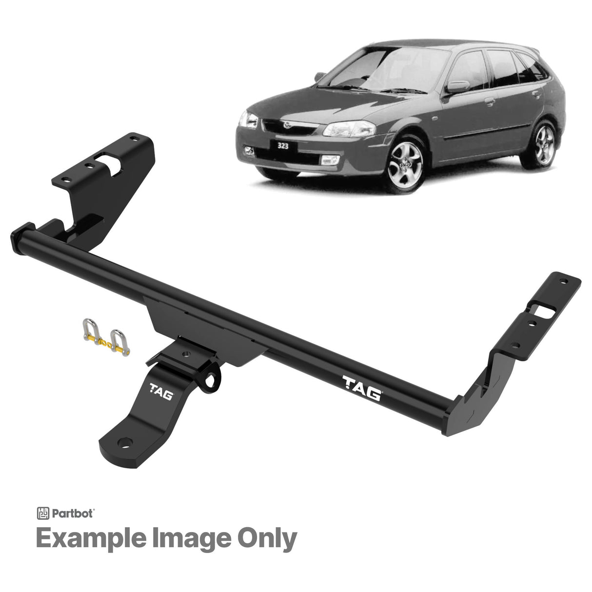 TAG Standard Duty Towbar & Universal Wiring for Mazda 323 (08/1989 - 1998), 323 Proteg (07/1994 - 09/1998), Mazda 323 (10/1989 - 06/1994), 323 Astina (08/1989 - 06/1994)