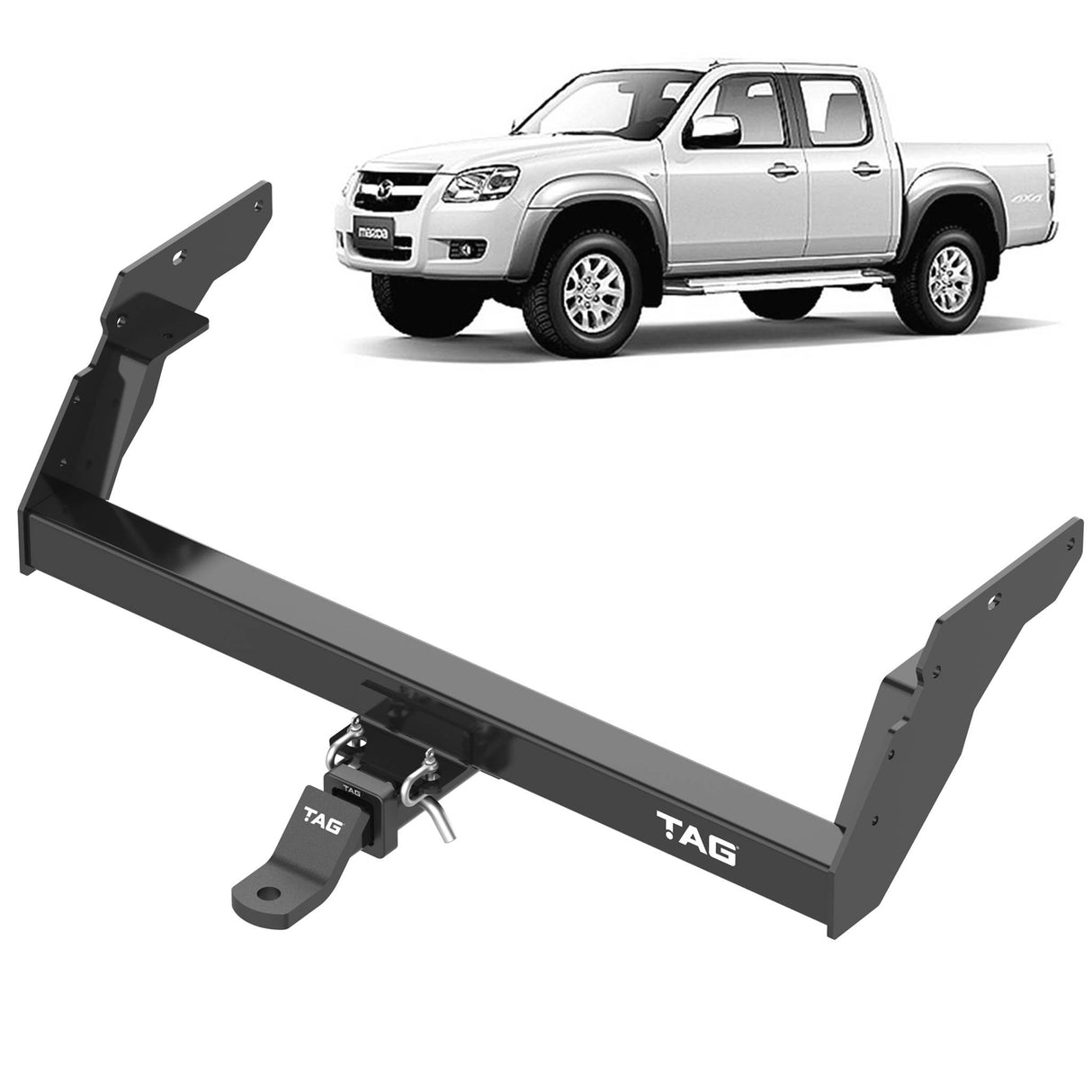 TAG Heavy Duty Towbar & Direct Fit Wiring for Mazda BT-50 2wd With Chrome Bumper Step (11/2006 - 08/2011)