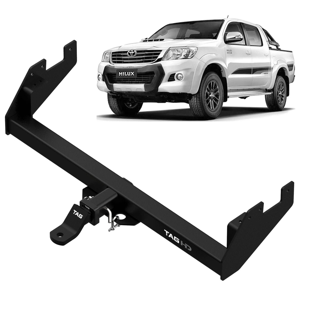 TAG Heavy Duty Towbar & Direct Fit Wiring for Toyota Hilux Styleside Utes with Rear Step (07/2015 - on)