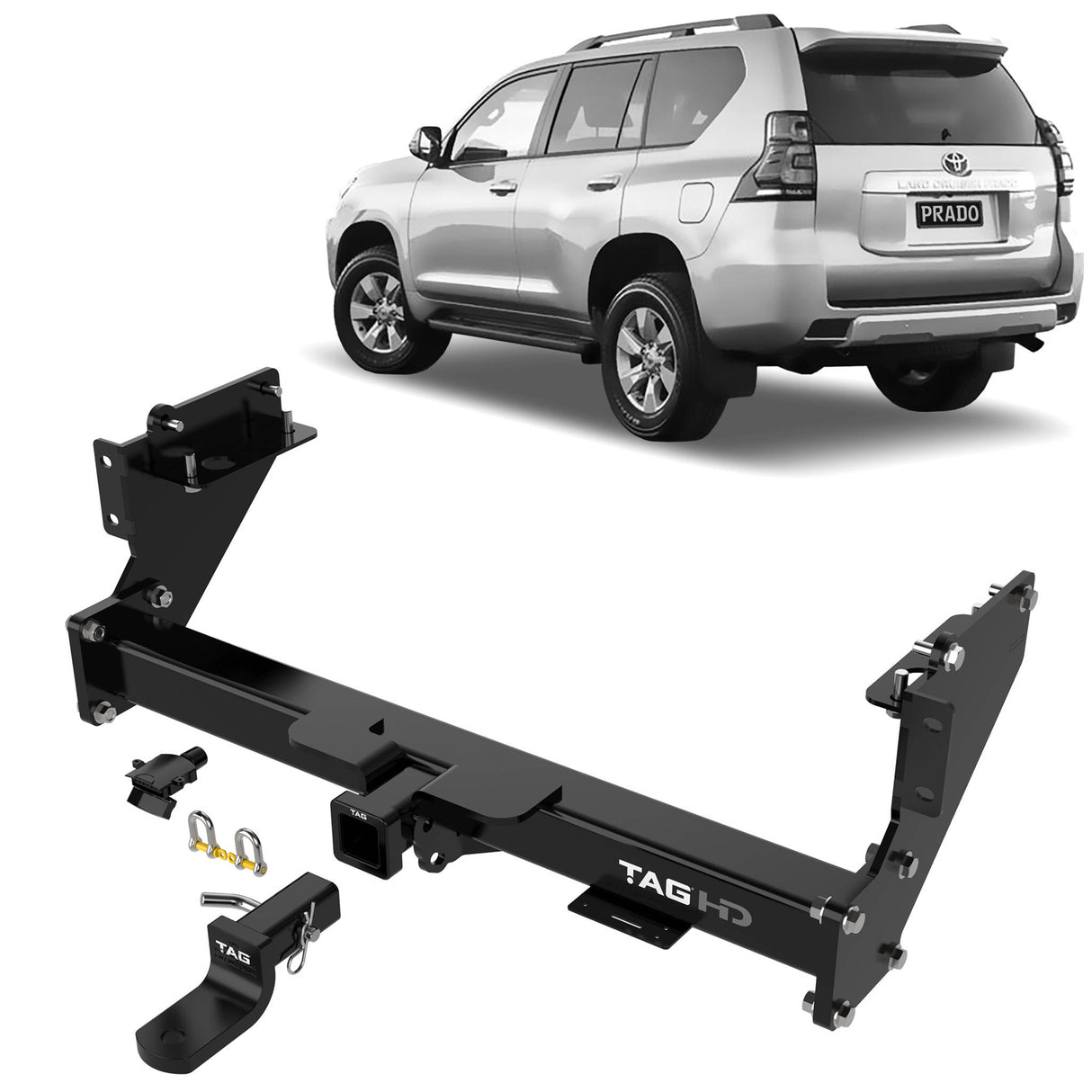 TAG Heavy Duty Towbar & Direct Fit Wiring for Toyota Prado 150 Series With Spare Wheel Underneath (08/2009 - on)