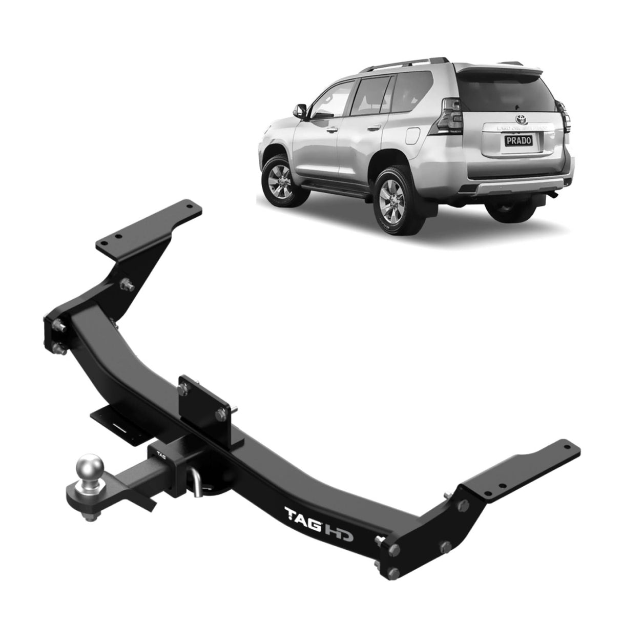 TAG Heavy Duty Towbar for Toyota Prado with Spare Wheel Underneath (08/2009 - on)