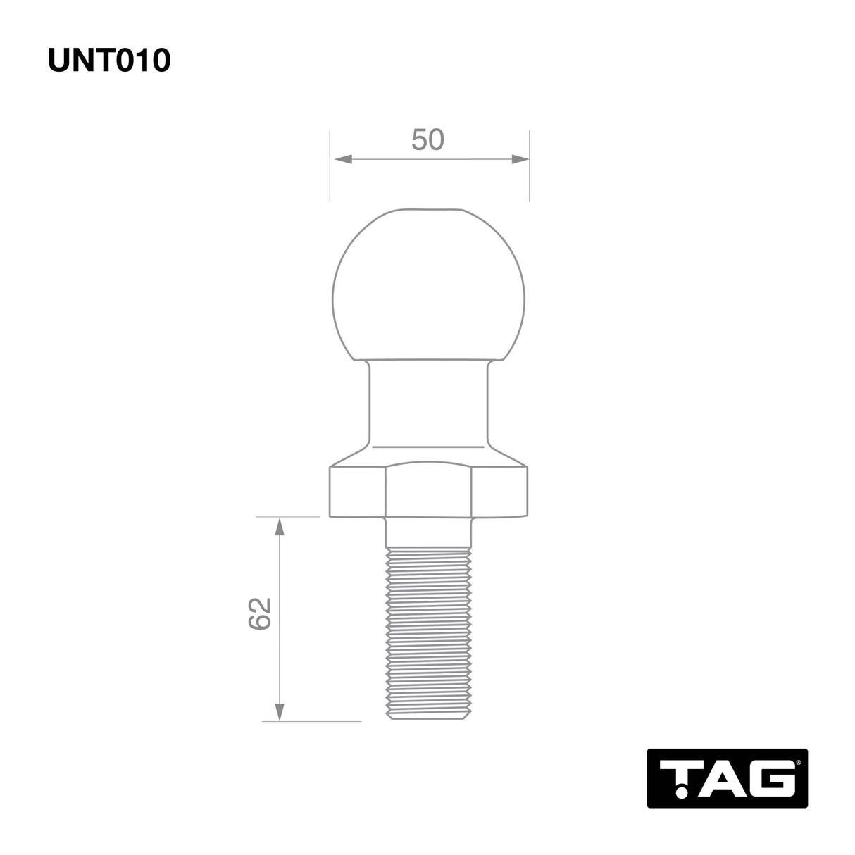 TAG Ball Mount Hitch Kit (Lug + Locking Pin + Tow Ball + Ball Cover + Hitch Cover + Shin Protector)