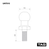 TAG Chrome Tow Ball - 50mm, 3.5 tonne