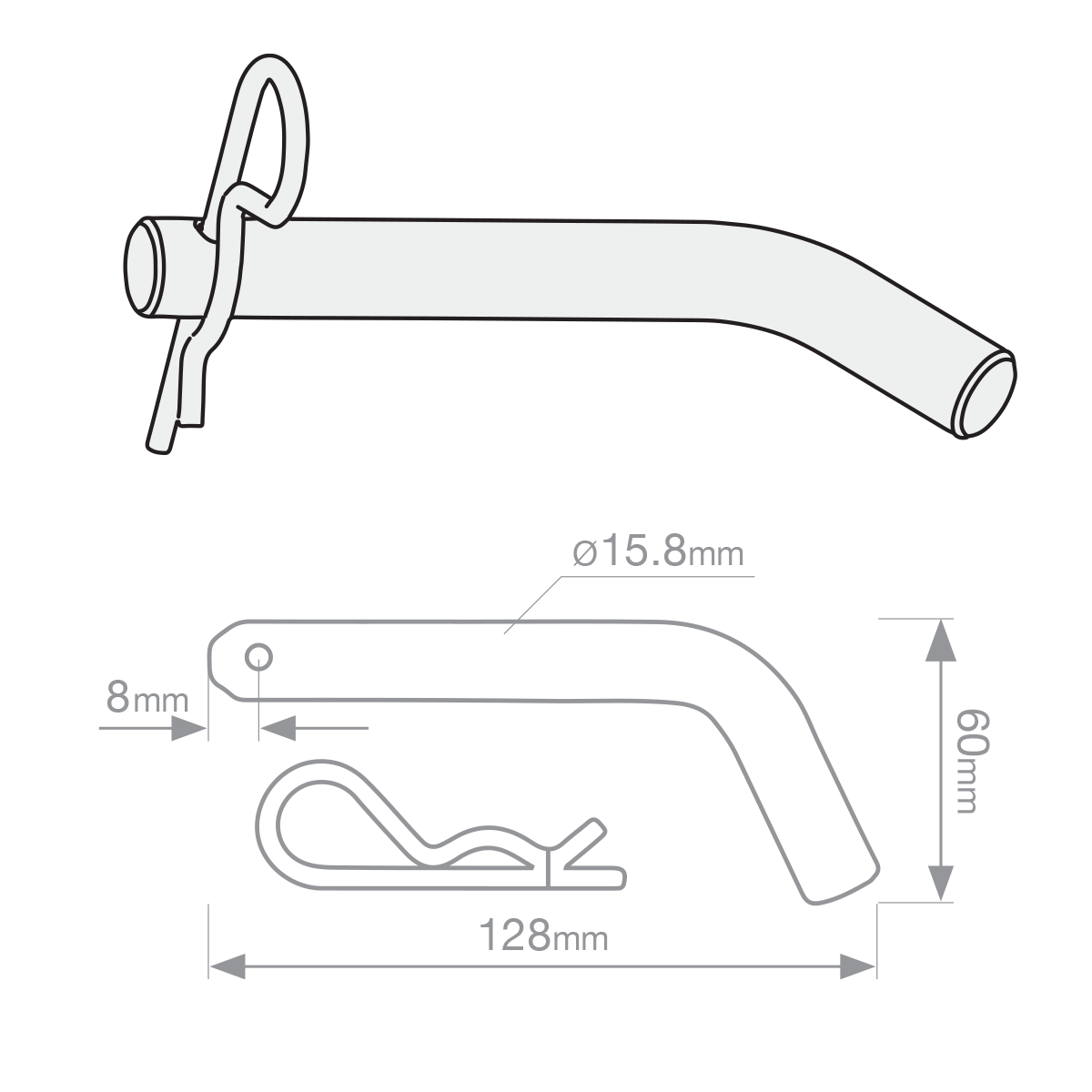 Pull pin for class 4 tow bar with clip