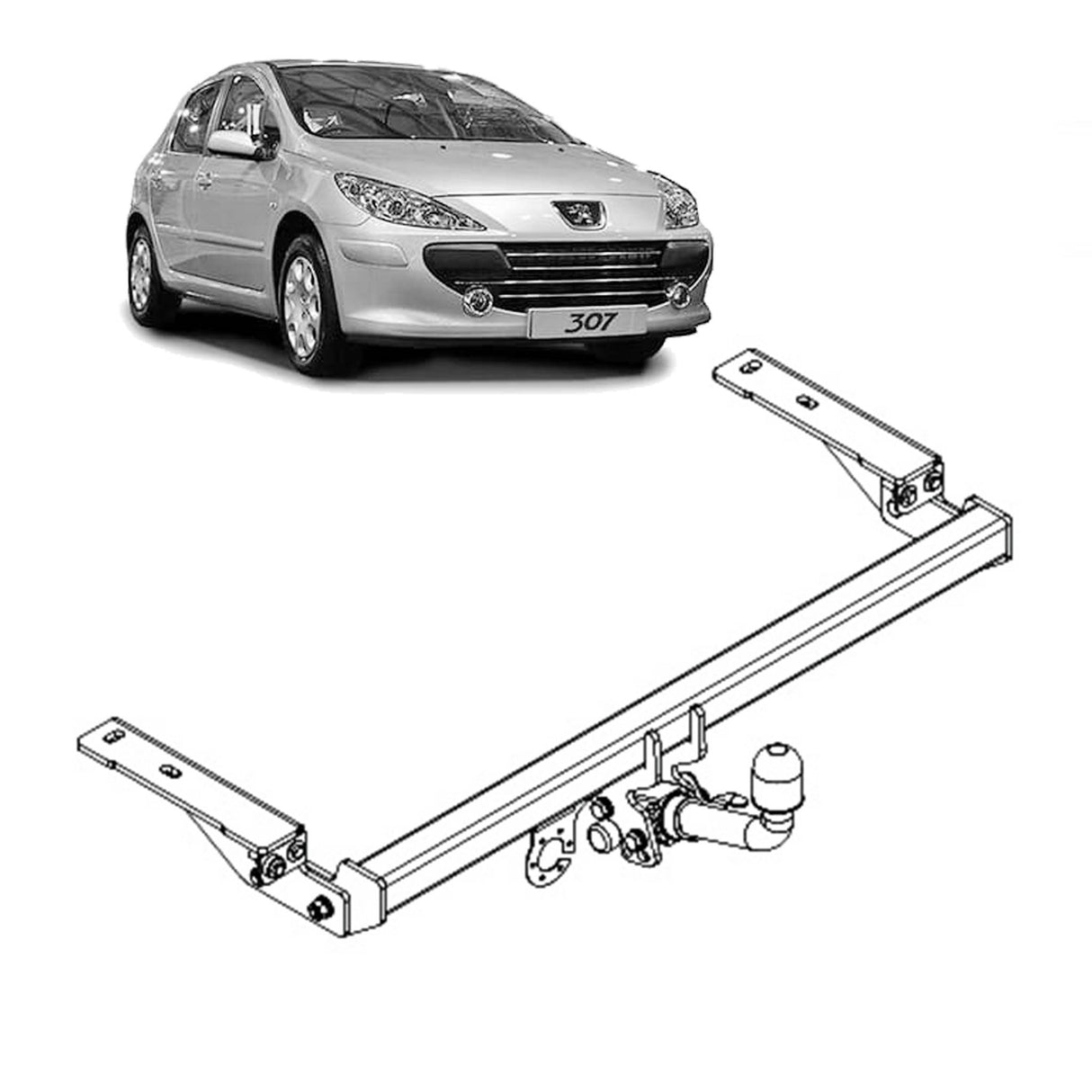 TAG Towbar for Peugeot 307 (08/2000 - 09/2009), 308 (09/2007 - 10/2014)